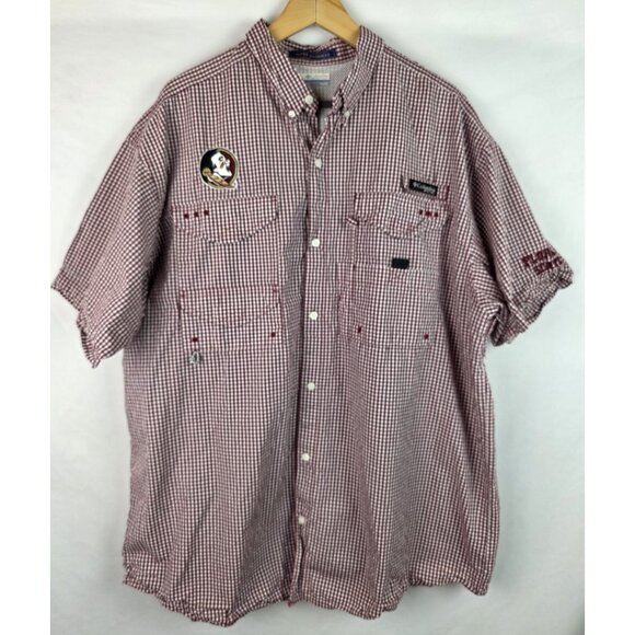 Florida State University FSU Columbia Mens Shirt Size XL Plaid Short Sleeve Top - Picture 1 of 11